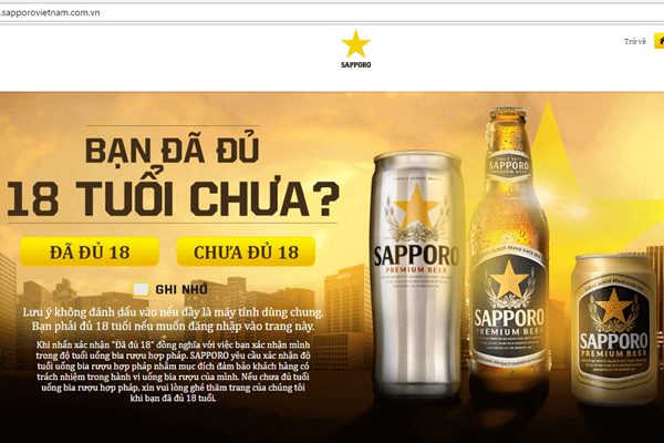 Trang đích ấn tượng của bia Sapporo gây phấn khích, tò mò cho người xem